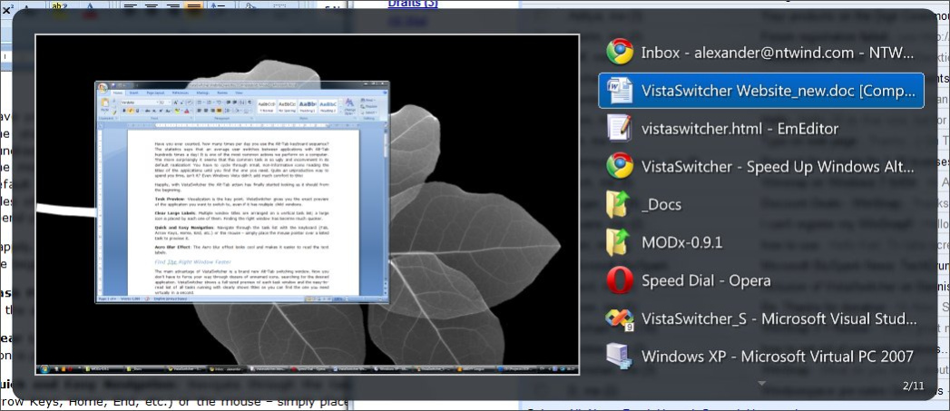 VistaSwitcher 1.1.5 Screenshot