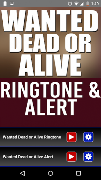 Wanted Dead Or Alive Ringtone 1.2 UI shots 2