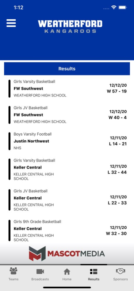 Weatherford Athletics 2.9.0 Screenshot