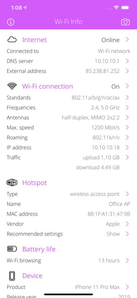 Wi-Fi Info 1.23 Screenshot