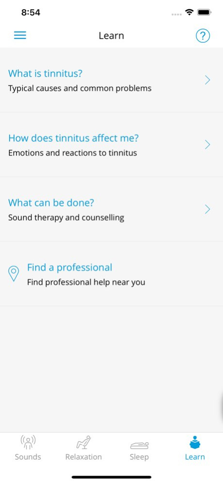 Widex Zen, Tinnitus Management 1.2.10 Screenshot