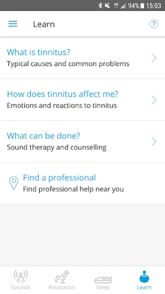 Widex Zen, Tinnitus Management 1.2.10 Screenshot