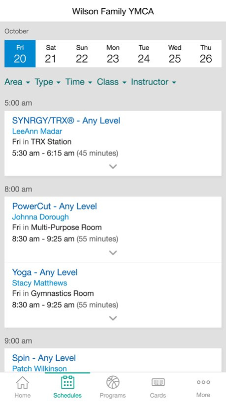 Wilson Family YMCA 10.3.0 Screenshot