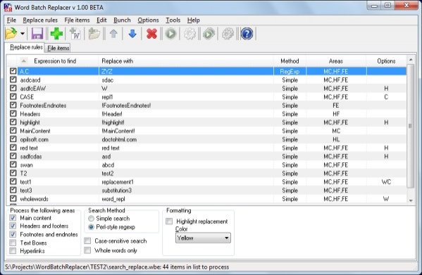 Word Batch Replacer 1.03 Screenshot