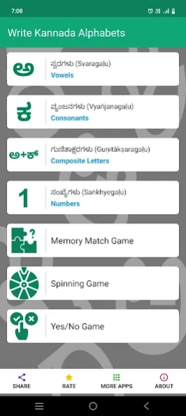 Write Kannada Alphabets 2.8 Screenshot
