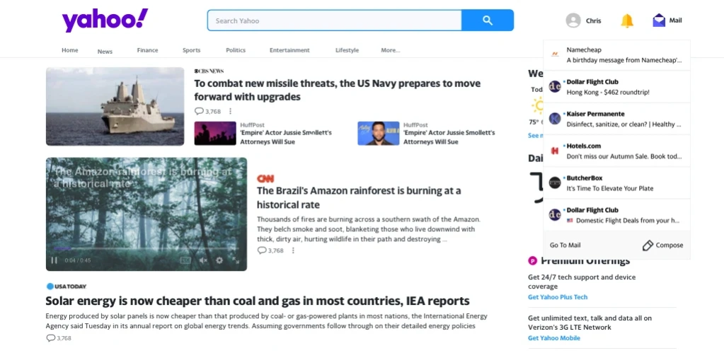Yahoo Lite - News, Mail, Sport 4 Screenshot